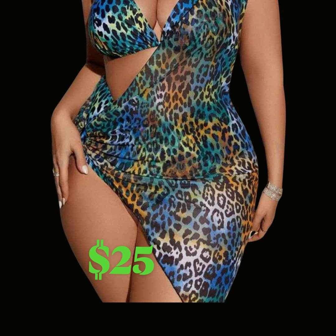 Color cheetah swim & coverup