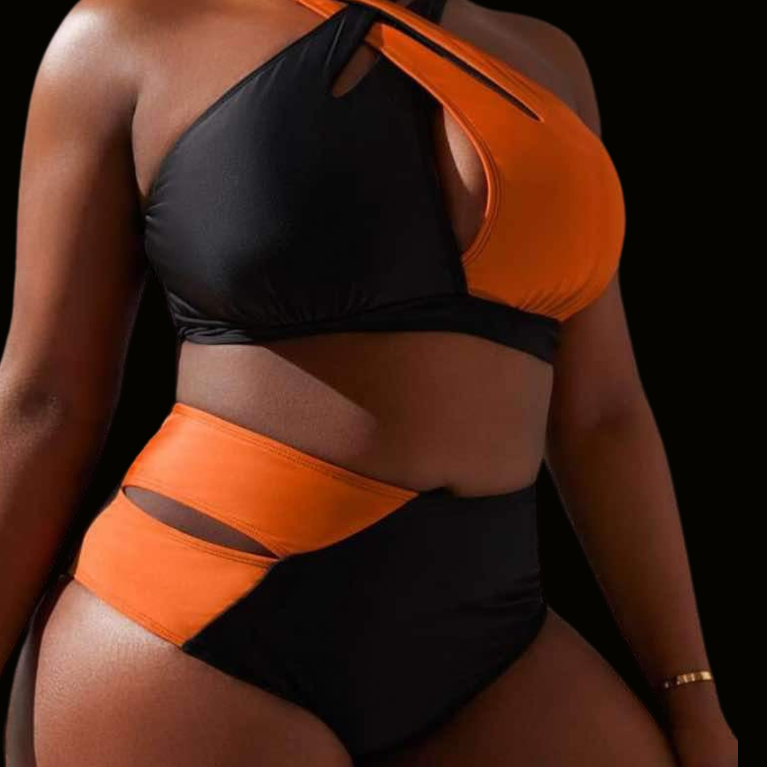 Orange/black swim